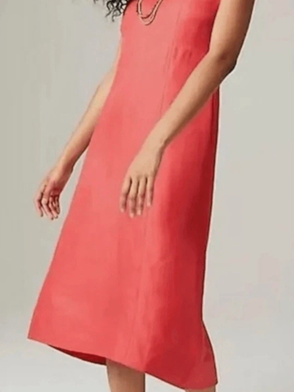 J Jill LINEN Blend Dress Womens L Peach Orange Sleeveless Shift Beachy Coastal